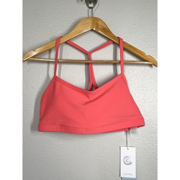 NWT Calme by Johnny Was Sz M Endurance Cross Back Sports Bra Coral Padded Yoga - Picture 1 of 10